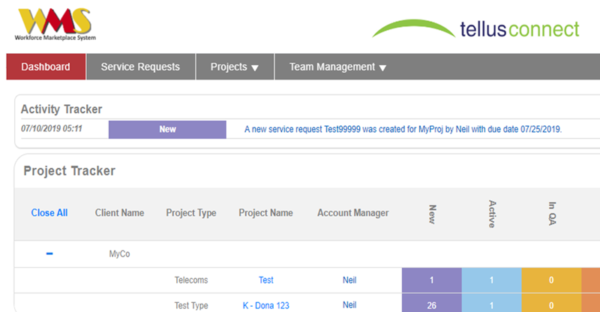 Screenshot of Workforce Management System